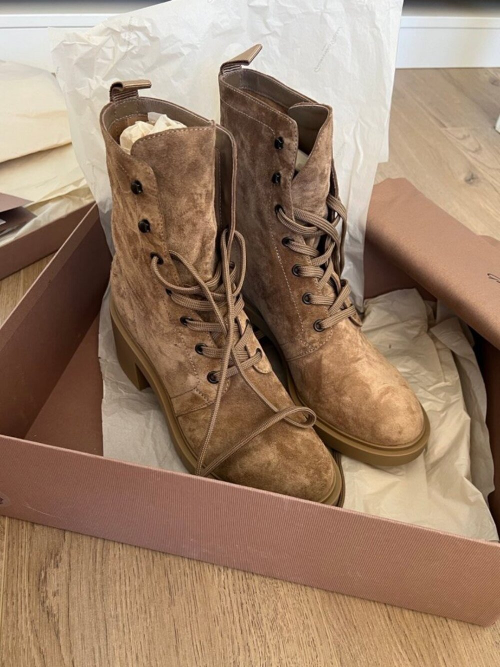 Gianvitto Rossi suade caramel boots FOSTER BOOT size 38